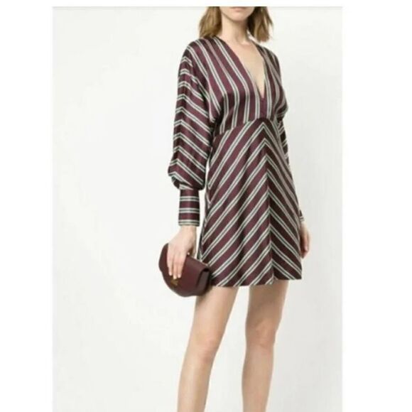 ALEXIS Tena Striped Plunging Empire Shift Dress Size Small Long Sleeve Striped - Picture 1 of 16